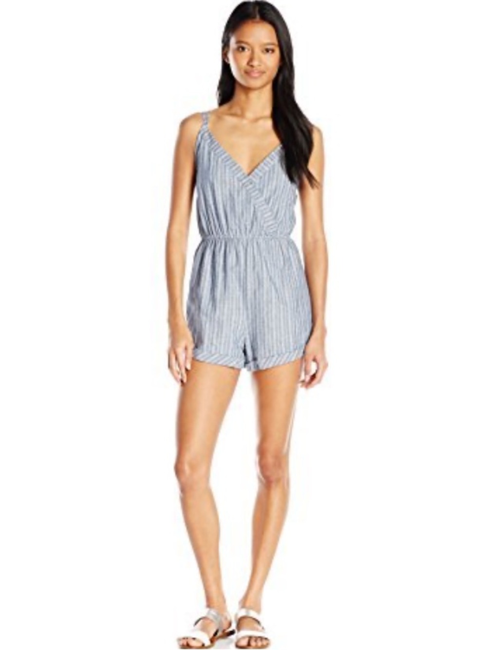 Ethereal Chambray Striped Romper